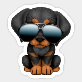 Cute Doberman Puppy Dog Wearing Sunglasses Sticker